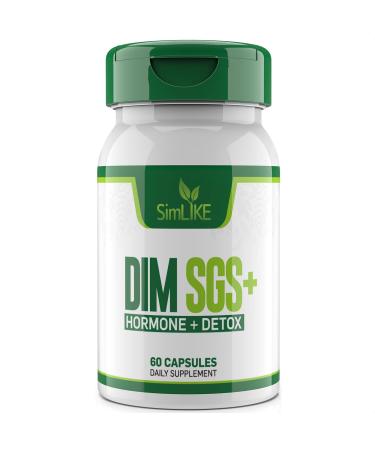 Simlike DIM SGS + - Hormone + Detox Encourages Normal Estrogen Metabolism Hormone Balance Hormonal Acne Supplements Menopause Support Helps Control Appetite Promotes Detoxification(60 Capsules)