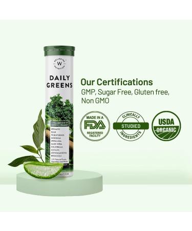 NS Daily Greens Wholefood Multivitamin with Vitamin C Zinc B6 B12 for Immunity and Detox with 39+ Organic Certified Plant Superfoods & Antioxidants(15 Effervescent Tablets) Pack of 2 - Buy Online on GoSupps.com