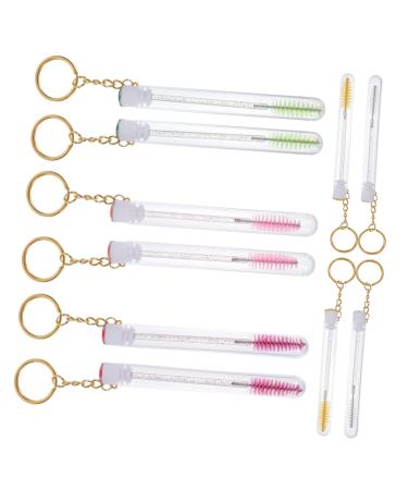 Beavorty 10 Pcs Keychain Mascara Brush Lash Mascara Empty Mascara Wand Eyelash Brush with Keyring and Tube