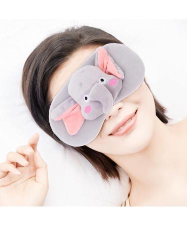 DOITOOL 2Pcs Flannel Elephant Sleep Mask Set - Soft Eye Cover for Men & Women | Pink Grey - Buy Online on GoSupps.com