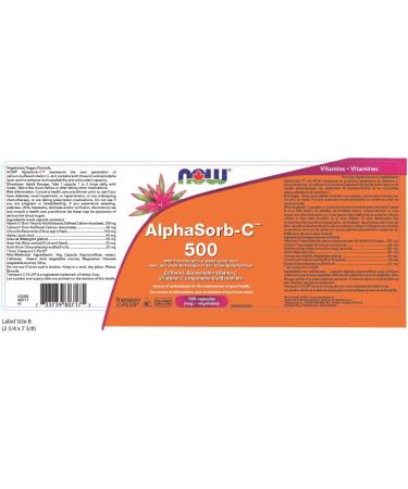 Now Foods AlphaSorb C 500mg vcap + Bioflavonoids 180vcap - Buy Online on GoSupps.com