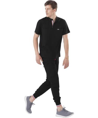 Mediclo Men's Kodiak Jogger Scrub Pants - Eco-Friendly Sustainable Fabric, 10 Pockets, Tapered Leg, Black (Medium) - Buy Online on GoSupps.com