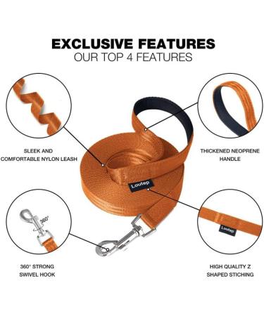 Loutep 30m Dog Training Lead - Durable Nylon Long Line with Padded Handle & Heavy-Duty Swivel Hook - Perfect for Pet Obedience & Training - 100ft Red & 3M Orange Options - Buy Online on GoSupps.com