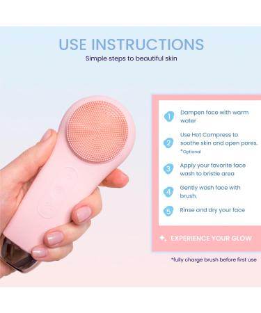 Clarity Revive 3-in-1 Facial Cleansing Brush with Heat & Cold Compress - Blush Pink - Buy Online on GoSupps.com