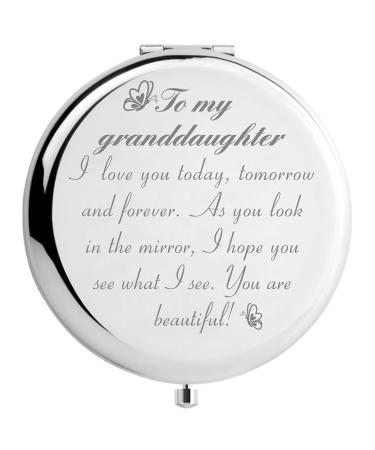 Peayale Granddaughter Gifts for Birthday Graduation Christmas Travel Mirror (Beautiful Granddaughter)