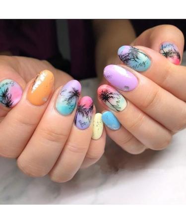 2pcs Tropical Palm Summer Tree 3D Self-Adhesive Nail Stickers - DIY Beauty Decal for Manicure - 2022 Beach Nail Decals - Buy Online on GoSupps.com