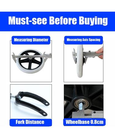 Wheelchair Wheels 6in 7in 8in Disabled Wheelchair Wheels Replacement 2pcs Grey Wheelchair Front Wheels for Replacement Wheels(8in/19cm) - Buy Online on GoSupps.com