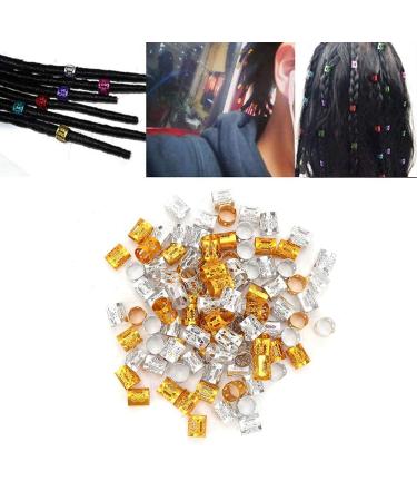 Uxsiya 100 Hair Cuffs & Accessories - Adjustable Dreadlocks Braid Pearls Gold & Silver Rings for Hair Beauty - Buy Online on GoSupps.com