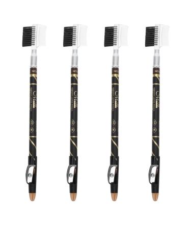 TOPBATHY Lot De 4 Crayons Sourcils Avec Peigne Noir Et Caf R sistants L'eau Pour Filles Et Femmes Maquillage Voyage Et Usage Professionnel