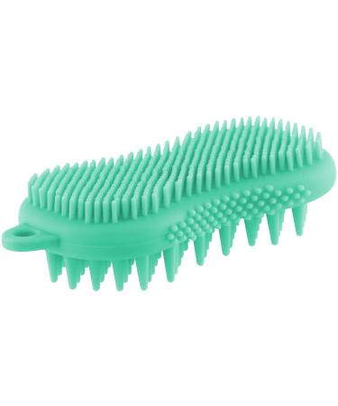 Limcmelf Silicone Body Scrubber Massage Brush  Head Body Massager Shampoo Scalp Brush Double Sided Skin Cleansing Bath Brush Food Grade Scrubber Comb Care Tool Hangable with Holes Green