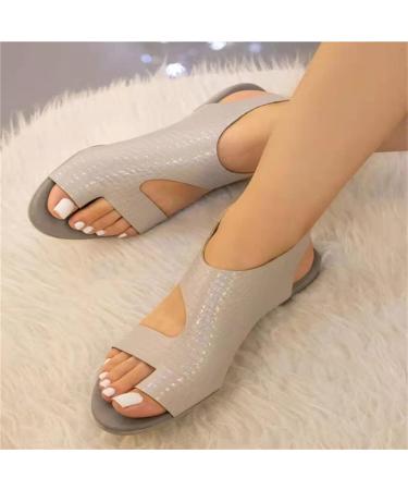 Bunion Correction Sandals - Orthopedic Round Toe Peep Toe Wide Width Sandals - Gray - Women's Size 8 - Buy Online on GoSupps.com