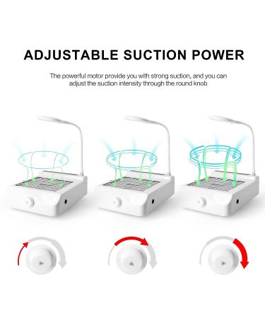 AONOLOVO Nail Dust Collector with Light | Adjustable Suction Extractor for Nails | Salon & Home Use | Cuticle Pusher Kit Included - Buy Online on GoSupps.com