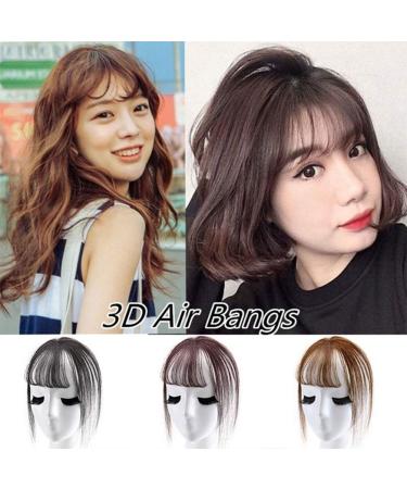 BSMEAN 3D Air Bangs Clip-In Human Hair Topper - Invisible Seamless Light Brown Hair Extension - Buy Online on GoSupps.com