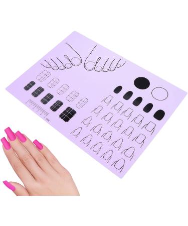 Silicone Nail Mat | Nail Practice Manicure Protector Pad - Professional Nail Sticker Guide Nail Manicure Tools Stamping Mat for Acrylic Fingernails Purple - Buy Online on GoSupps.com