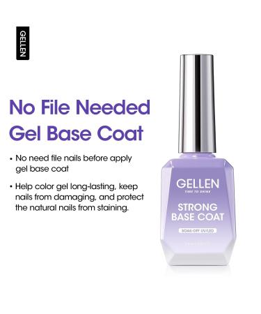 Shop Gellen Gel Base Coat 18ml - Strong Soak Off UV Cured Nail Polish for Salon Quality Results - E-No-Sanding Formula - Buy Online on GoSupps.com