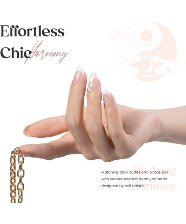 Beetles Press On Short French False Nails - 30PCS White & Nude Full Cover Nails with Glue & Adhesive Tabs - Mini File Included - for Women & Girls - Buy Online on GoSupps.com