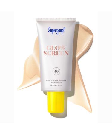 Supergoop! Glowscreen SPF 40 PA+++, 1.7 fl oz - Primer + Broad Spectrum Sunscreen That Helps Filter Blue Light - Adds Instant Glow & Hydration - Contains Hyaluronic Acid, Vitamin B5 & Niacinamide 1.69 Fl Oz (Pack of 1)