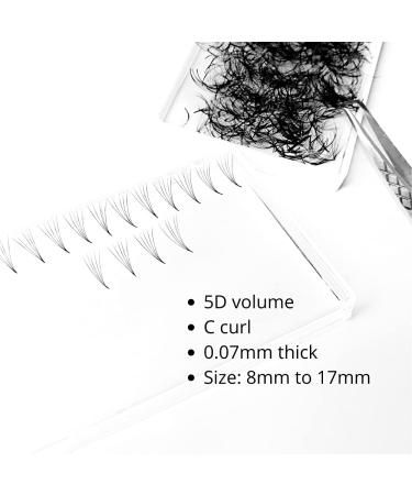 1000pcs 5D Volume Eyelash Extensions - Handmade Fans - C Curl - 0.7mm thick - 9mm & 12mm Lengths - Buy Online on GoSupps.com