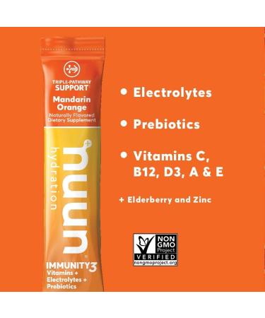 Nuun Immunity3 Electrolyte Powder - Elderberry Mandarin Orange with Vitamins, Zinc & Prebiotics - 14 Count - Buy Online on GoSupps.com