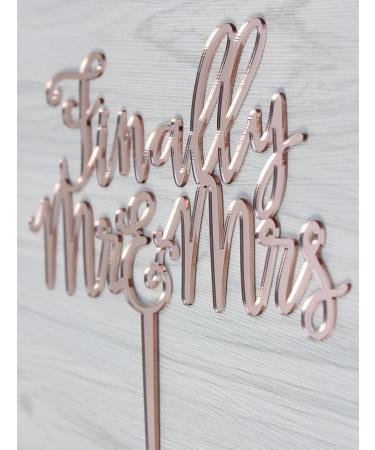 zxyxka Rose Gold Finally Mr & Mrs Cake Topper Wedding Anniversary Engagement Bridal Shower Cake Decoration - Buy Online on GoSupps.com