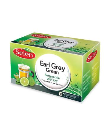 Selen Earl Gray Green, Green Tea, 20 Individually Wrapped Tea Bags - 36g