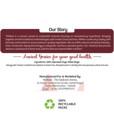 NIHKAN Sprouted Ragi Flour 454g - Gluten-Free & Nutritious Finger Millet Flour | Sprouted Nachni Satva | Ragi Malt with No Added Sugar - Buy Online on GoSupps.com