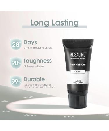 ROSALIND Clear Acrylic Poly Extension Gel Poly Nail Gel for Nail Art Decoration Nail Thickening Extension Easy to DIY at Home Need UV Lamp - Buy Online on GoSupps.com