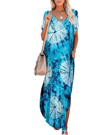 Booboda Womens Tie Dye V-Neck Maxi Dress - Dark Blue XXL - Buy Online on GoSupps.com