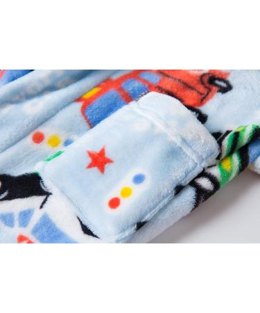 XINNE Soft Bathrobe for Boys & Girls - Cute Pattern Toddler Baby Flannel Hoodie Pajamas Sleepwear with Multi Cars Design - Buy Online on GoSupps.com