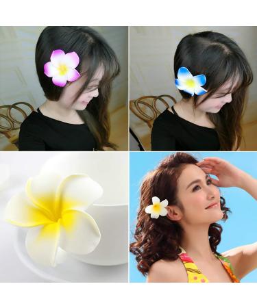 12pcs Frangipani Flower Hair Clips - Foam Hair Accessories for Weddings & Beach Parties - Perfect for Women & Girls - Buy Online on GoSupps.com