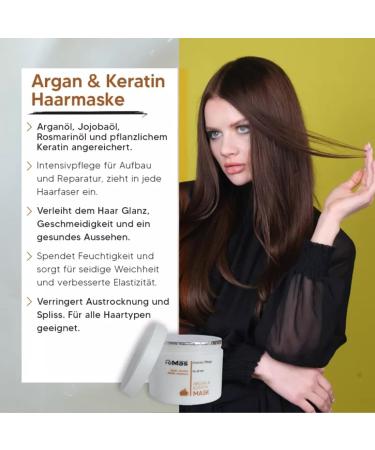  Femmas FemMas Argan Keratin Shampoo + Argan Keratin Hair Mask 300ml Each - Regenerates and Nourishes Hair - Anti-Split Ends - All Hair Types - Buy Online on GoSupps.com