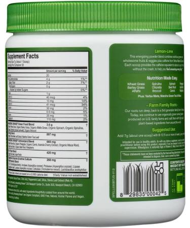 Amazing Grass Energy Green Superfood Lemon Lime - 7.4 oz | Organic Superfood Powder for Boosting Energy & Immunity - Buy Online on GoSupps.com