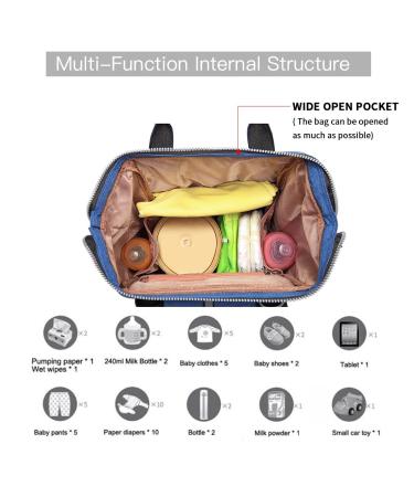 KONO Baby Diaper Bag Backpack - Multifunctional Travel Backpack with Large Capacity & 2 Stroller Straps (Blue) - E6705 BE M - Buy Online on GoSupps.com