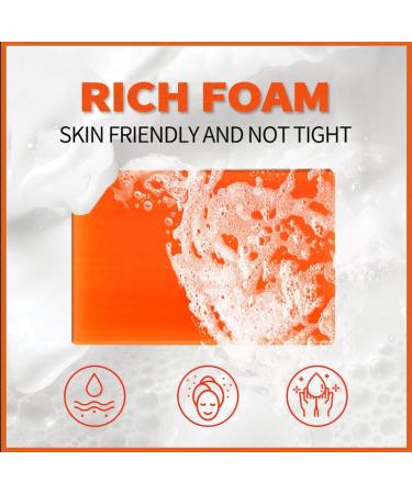 Kojic Acid Soap Bar Facial Soap Deep Cleansing Soap for Removing Black Spots and Moisturizing Soap Bar for Face and Body Solid Soap for Reducing Acne and Scar (100g) orange - Buy Online on GoSupps.com