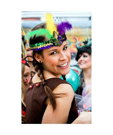 Mardi Gras Purple Feather Headband | Sequins Glitter Hair Band for Adults | TSFD14 - Buy Online on GoSupps.com