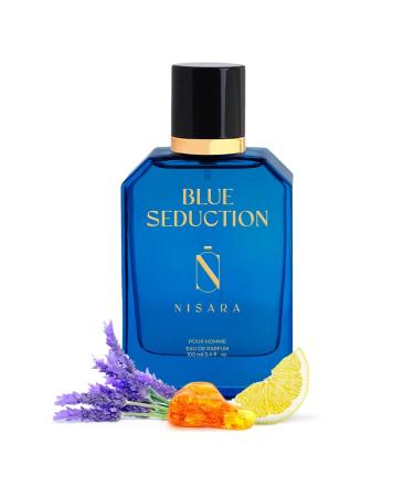 Ni'sara Bl'ue Seduction Perfume For Men 100 ml | Long Lasting Eau De Parfum | Aqua-Fresh Aromatic Fougre Woody Fragrance | With Amber & Vetiver Notes | EDP Scent