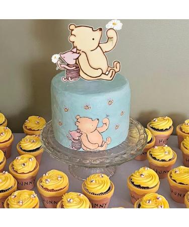 Classic Pooh Cake Topper Bear with Daisy Flower For Winnie Baby Shower Decorations Birthday Supplies Centerpiece - Buy Online on GoSupps.com