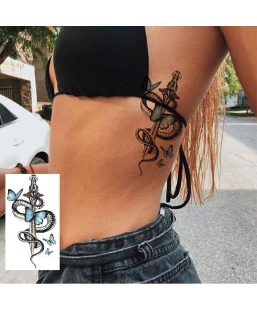 Ooopsiun 12 Large Sheets Snake Temporary Tattoos | Waterproof Body Fake Tattoo Sticker | Men Women 3D Cobra Mamba Viper Arm Tattoos - Buy Online on GoSupps.com