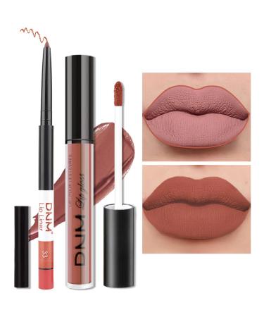 AMY'S DIARY 2pcs Nude Matte Lip Liner and Lipstick Makeup Set  Liquid Lipstick 24H and Lip Liner Set Matt Lips Make Up Waterproof Long Lasting Lipstick Matte Kit (33) - Buy Online on GoSupps.com