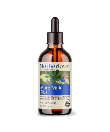 Motherlove More Milk Plus Tincture (4 oz Value Size) Fenugreek-Based Lactation Supplement to Support Breast Milk Supply USDA Certified Organic Vegan Kosher Soy-Free