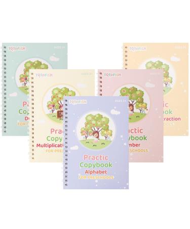 BDSHUNBF 5 PCs Magical booklet magical learning books for children exercise book with a pen reusable handwriting for children calligraphy numbers drawing learn to write letters