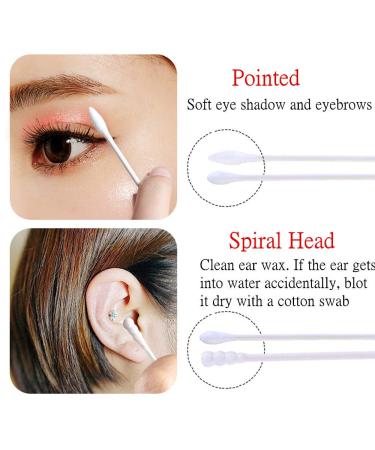 Cotton Swabs 800 Pieces - Double Precision Tips, Paper Stick - 4 Packs of 200 (Pointed+Spiral Head) - Buy Online on GoSupps.com