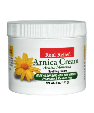 Real Relief Arnica Cream 4 oz Soothing Cream (Pack of 1) 4 Ounce (Pack of 1)