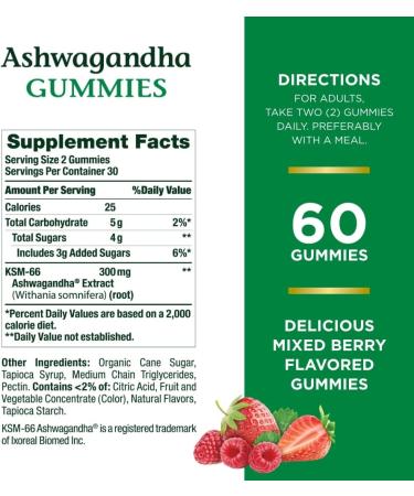 Nature's Bounty Ashwagandha Gummies 300mg KSM-66 Extract Mixed Berry - 60 Count - Buy Online on GoSupps.com