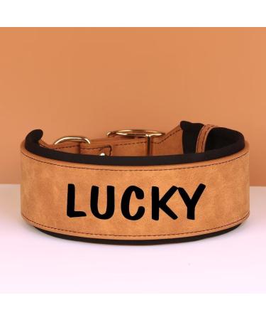 Personalized PU Leather Dog Collar for Medium Dogs - Stylish & Comfortable Brown - Ideal for Boys & Girls - Neck 43-51cm Width 4cm - Buy Online on GoSupps.com