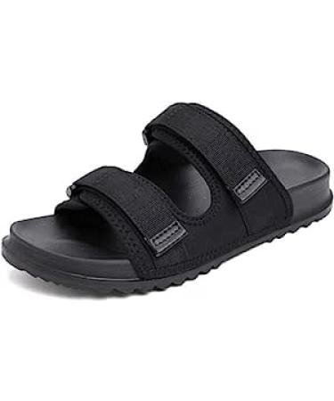 HCZION Diabetic Slippers for Unisex Adjustable Closure Memory Foam House Shoes Extra Wide Comfy Sandal Orthopaedic Comfort Sandals Elderly -Black||46 EU 46 EU Black