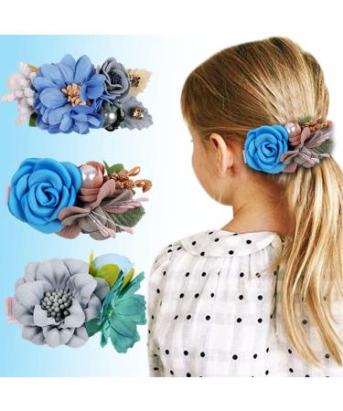 Hcliptie Large Flower Hair Clips for Babies & Girls | Crocodile Accessories in Pink & Blue | Perfect Gift Box for Toddlers & Teenagers - 6x7.6 cm - Buy Online on GoSupps.com
