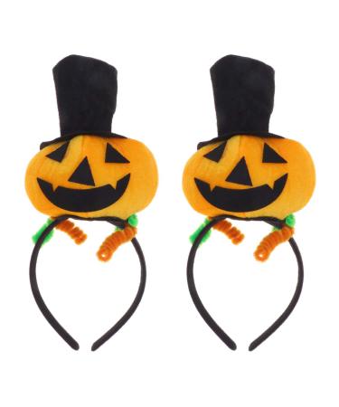 Minkissy 2 Pieces Halloween Pumpkin Headbands Black Hat Pumpkin Ball Design Hair Hoop Halloween Party Headband Headpiece