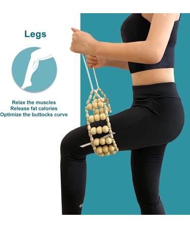 Deston Wood Back Massager Roller Rope - Manual Massage Strap for Pain Relief in Back, Neck, Shoulders, Legs, Waist - Wooden Therapy for Lymphatic Drainage, Anti Cellulite, Muscle Recovery - Buy Online on GoSupps.com