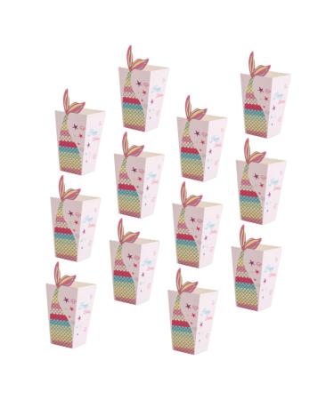 Zerodeko 12pcs Boxes Mermaid Chip Box Mermaid Popcorn and Chips Boxes Popcorn Cone Bags Cookie Container Popcorn Packing Boxes Popcorn Container Baking Boxes White Cardboard Paper Snack Box